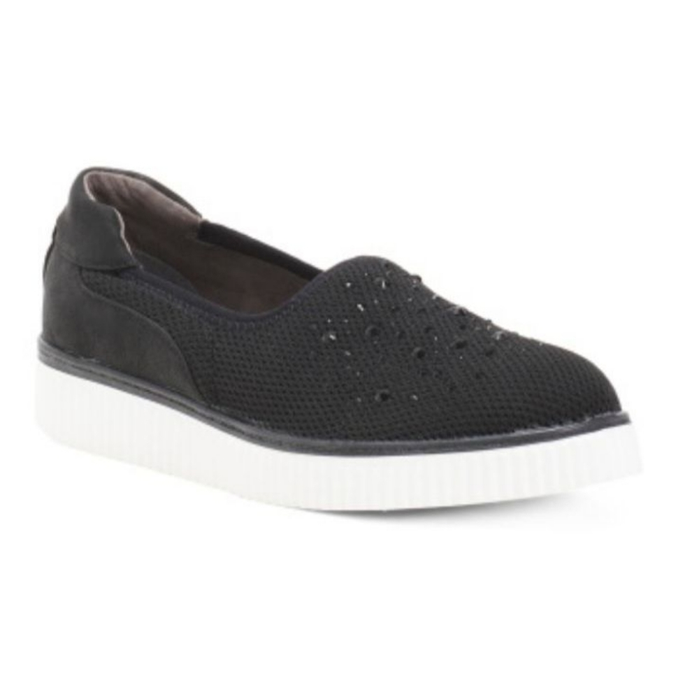 Adrienne Vittadini Sport Black Jeweled Loafers Shoes Size 7.5 New